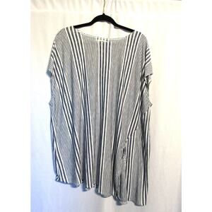 Max Studio Women's Pullover Top Blue White Sleeveless Stripped Plus Size 3X XXXL